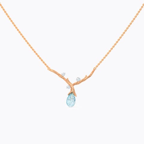 Sprig Dewdrops Gemstone Necklace Diamond,Gemstone Necklaces 14 Karat Rose Gold Sprig Dewdrops Gemstone Necklace