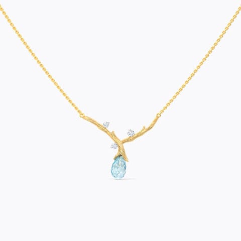Sprig Dewdrops Gemstone Necklace Diamond,Gemstone Necklaces 14 Karat Yellow Gold Sprig Dewdrops Gemstone Necklace