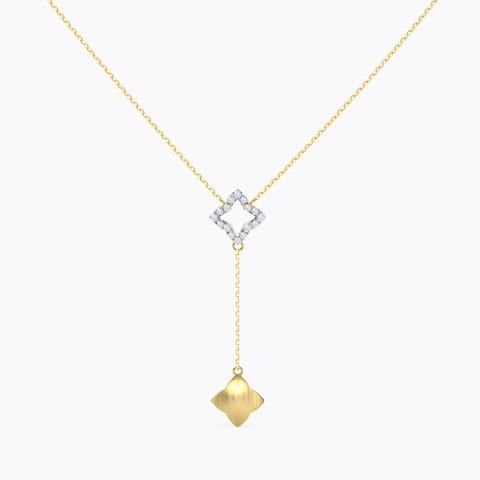 Geometric Diamond Lariat Necklace Diamond Necklaces 14 Karat Yellow Gold Geometric Diamond Lariat Necklace