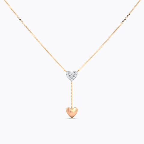 Hearts Diamond Lariat Necklace Diamond Necklaces 14 Karat Rose Gold Hearts Diamond Lariat Necklace
