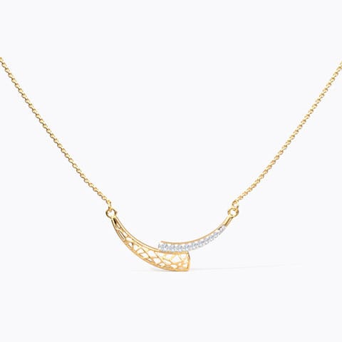 Awry Arch Diamond Necklace Diamond Necklaces 14 Karat Yellow Gold Awry Arch Diamond Necklace