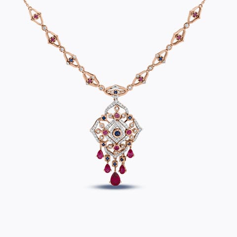 Magnificent Diamond Necklace Diamond,Gemstone Necklaces 18 Karat Rose Gold Magnificent Diamond Necklace