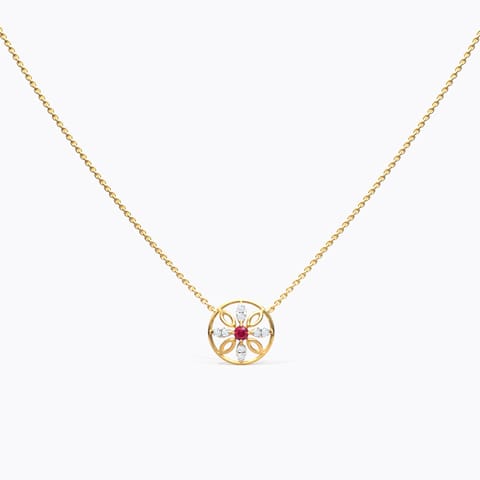 Starflower Gemstone Necklace Diamond Necklaces 14 Karat Yellow Gold Starflower Gemstone Necklace