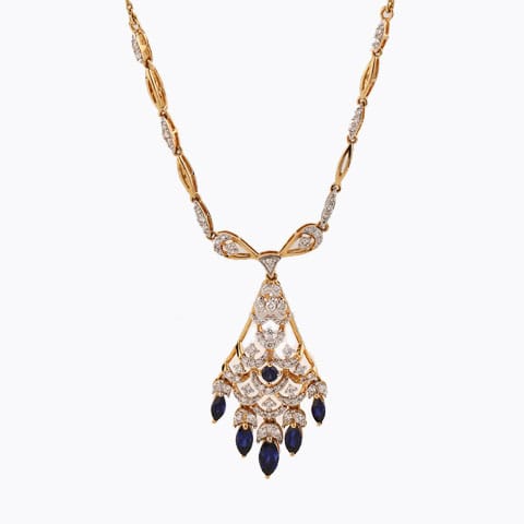 Shanaya Azure Gemstone Necklace Diamond,Gemstone Necklaces 18 Karat Yellow Gold Shanaya Azure Gemstone Necklace
