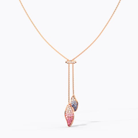 Dual Sway Gemstone Necklace Diamond,Gemstone Necklaces 18 Karat Rose Gold Dual Sway Gemstone Necklace