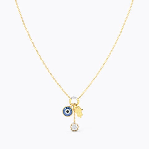 Hamsa Evil Eye Gemstone Necklace Diamond,Gemstone Necklaces 14 Karat Yellow Gold Hamsa Evil Eye Gemstone Necklace