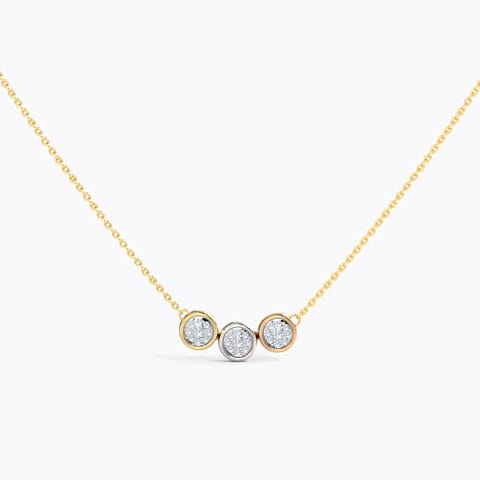 Trio Cluster Diamond Necklace Diamond Necklaces 14 Karat Three Tone Gold Trio Cluster Diamond Necklace