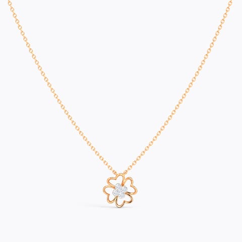 Bloom Clover Diamond Necklace Diamond Necklaces 14 Karat Rose Gold Bloom Clover Diamond Necklace