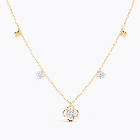 Baroque Clover Diamond Necklace Diamond Necklaces 14 Karat Rose Gold Baroque Clover Diamond Necklace