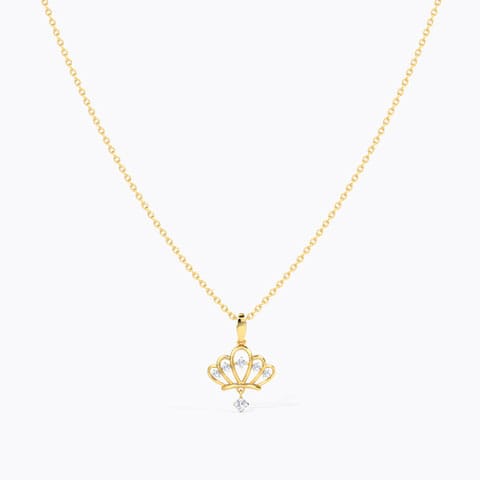Vintage Crown Diamond Necklace Diamond Necklaces 14 Karat Yellow Gold Vintage Crown Diamond Necklace