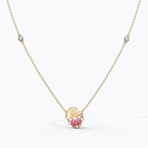 Grace Lotus Diamond Necklace Diamond Necklaces 18 Karat Yellow Gold Grace Lotus Diamond Necklace