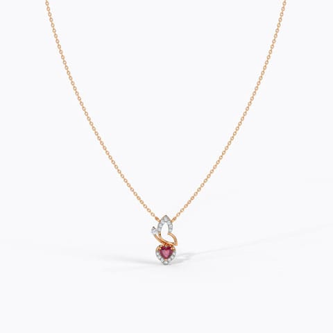 Flappy Heart Gemstone Necklace Diamond,Gemstone Necklaces 14 Karat Rose Gold Flappy Heart Gemstone Necklace