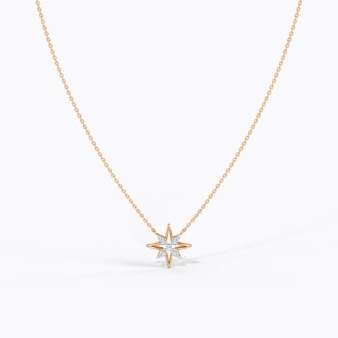 Glittering Star Diamond Necklace Diamond Necklaces 14 Karat Rose Gold Glittering Star Diamond Necklace