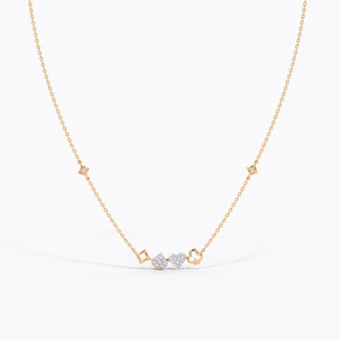Heart & Spade Diamond Necklace Diamond Necklaces 14 Karat Rose Gold Heart & Spade Diamond Necklace