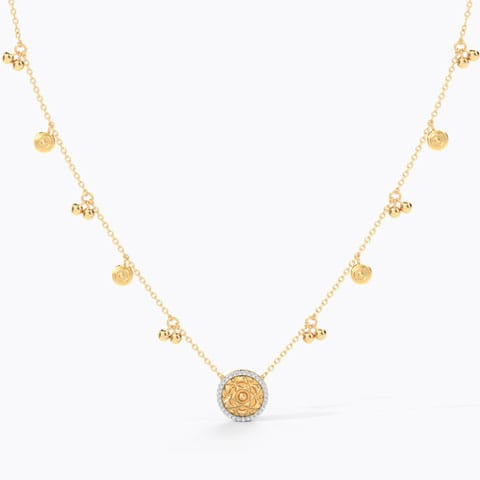 Jisha Coin Diamond Necklace Diamond Necklaces 18 Karat Yellow Gold Jisha Coin Diamond Necklace