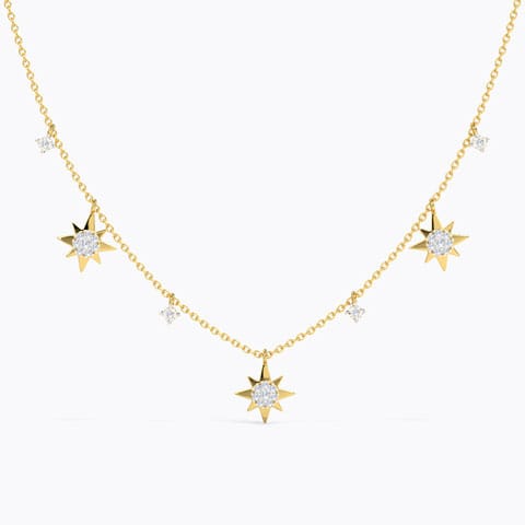 Twinkling Stars Fine Diamond Necklace Diamond Necklaces 14 Karat Yellow Gold Twinkling Stars Fine Diamond Necklace