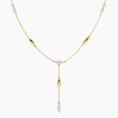Sparkle Lariat Diamond Necklace Diamond Necklaces 14 Karat Yellow Gold Sparkle Lariat Diamond Necklace
