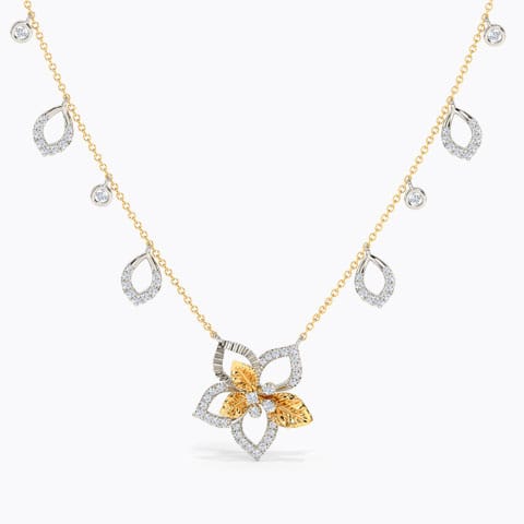 Charming Bloom Diamond Necklace Diamond Necklaces 18 Karat Two Tone Gold Charming Bloom Diamond Necklace