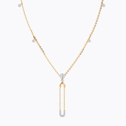 Curvy Diamond Lariat Necklace Diamond Necklaces 14 Karat Rose Gold Curvy Diamond Lariat Necklace