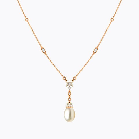 Pearl of Strength Diamond Necklace Diamond,Gemstone Necklaces 18 Karat Rose Gold Pearl of Strength Diamond Necklace