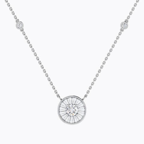 Circle of Bloom Diamond Necklace Diamond Necklaces 18 Karat White Gold Circle of Bloom Diamond Necklace