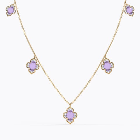 Majestic Bloom Gemstone Necklace Diamond,Gemstone Necklaces 14 Karat Yellow Gold Majestic Bloom Gemstone Necklace