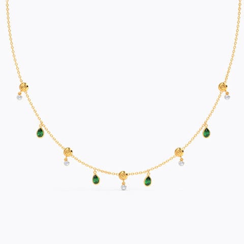 Saachi Coin Gemstone Necklace Diamond,Gemstone Necklaces 18 Karat Yellow Gold Saachi Coin Gemstone Necklace