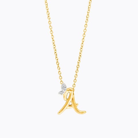 Leafy Alphabet A Diamond Necklace Diamond Necklaces 14 Karat Yellow Gold Leafy Alphabet A Diamond Necklace