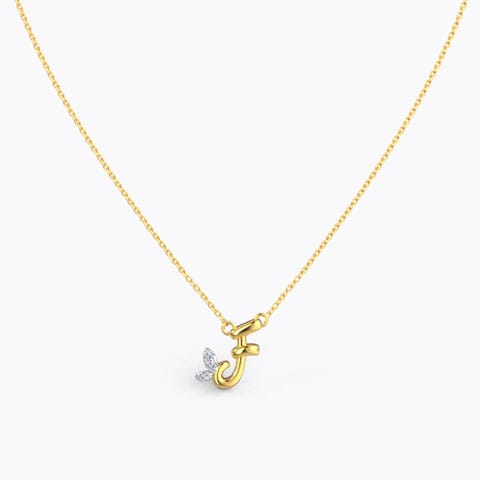 Leafy Alphabet F Diamond Necklace Diamond Necklaces 14 Karat Yellow Gold Leafy Alphabet F Diamond Necklace