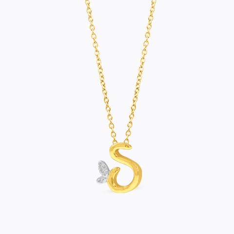Leafy Alphabet S Diamond Necklace Diamond Necklaces 14 Karat Yellow Gold Leafy Alphabet S Diamond Necklace