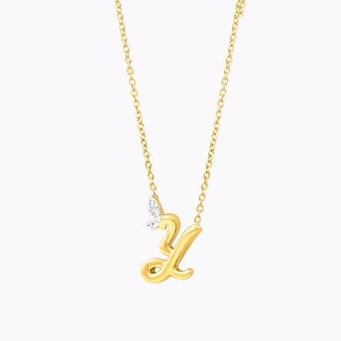 Leafy Alphabet Y Diamond Necklace Diamond Necklaces 14 Karat Yellow Gold Leafy Alphabet Y Diamond Necklace