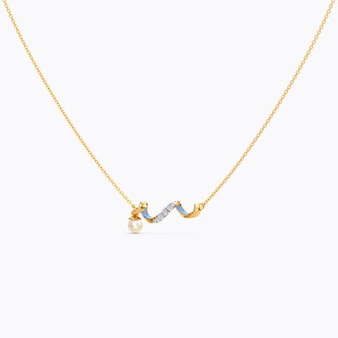 Azure Twirl Pearl Necklace Diamond,Gemstone Necklaces 14 Karat Yellow Gold Azure Twirl Pearl Necklace