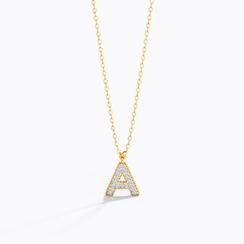 Dazzle Alphabet A Diamond Necklace Diamond Necklaces 14 Karat Yellow Gold Dazzle Alphabet A Diamond Necklace
