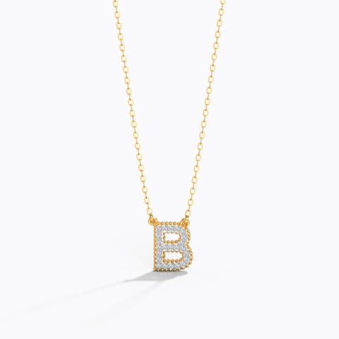 Dazzle Alphabet B Diamond Necklace Diamond Necklaces 14 Karat Yellow Gold Dazzle Alphabet B Diamond Necklace
