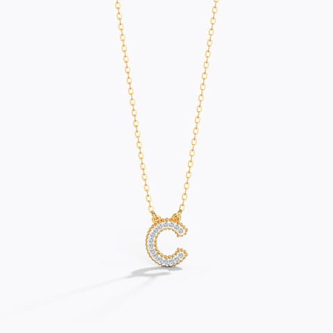 Dazzle Alphabet C Diamond Necklace Diamond Necklaces 14 Karat Yellow Gold Dazzle Alphabet C Diamond Necklace