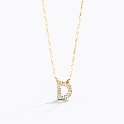 Dazzle Alphabet D Diamond Necklace Diamond Necklaces 14 Karat Yellow Gold Dazzle Alphabet D Diamond Necklace