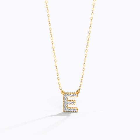Dazzle Alphabet E Diamond Necklace Diamond Necklaces 14 Karat Yellow Gold Dazzle Alphabet E Diamond Necklace