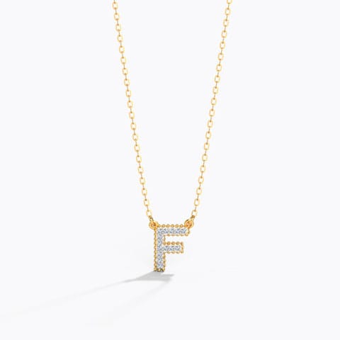 Dazzle Alphabet F Diamond Necklace Diamond Necklaces 14 Karat Yellow Gold Dazzle Alphabet F Diamond Necklace