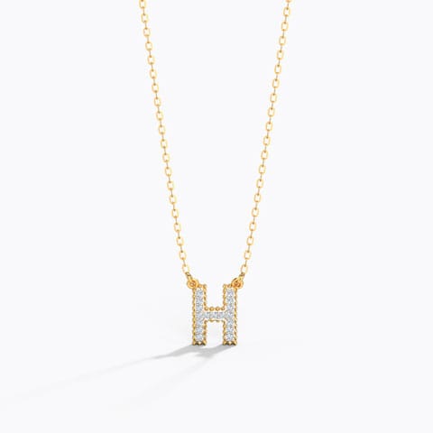 Dazzle Alphabet H Diamond Necklace Diamond Necklaces 14 Karat Yellow Gold Dazzle Alphabet H Diamond Necklace