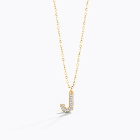 Dazzle Alphabet J Diamond Necklace Diamond Necklaces 14 Karat Yellow Gold Dazzle Alphabet J Diamond Necklace