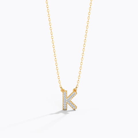 Dazzle Alphabet K Diamond Necklace Diamond Necklaces 14 Karat Yellow Gold Dazzle Alphabet K Diamond Necklace