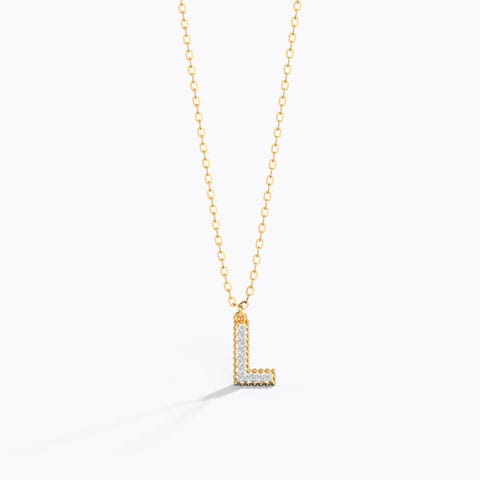 Dazzle Alphabet L Diamond Necklace Diamond Necklaces 14 Karat Yellow Gold Dazzle Alphabet L Diamond Necklace
