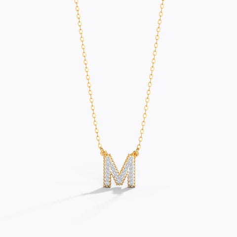 Dazzle Alphabet M Diamond Necklace Diamond Necklaces 14 Karat Yellow Gold Dazzle Alphabet M Diamond Necklace