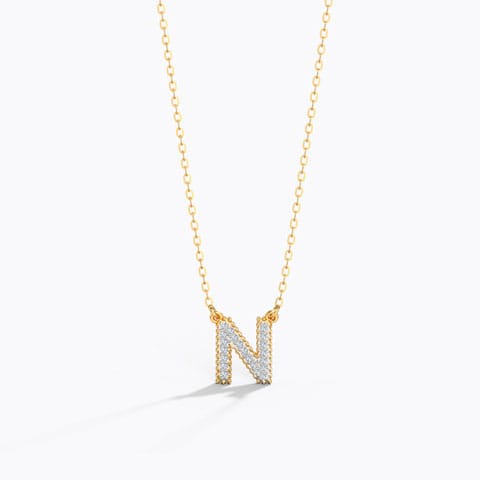 Dazzle Alphabet N Diamond Necklace Diamond Necklaces 14 Karat Yellow Gold Dazzle Alphabet N Diamond Necklace