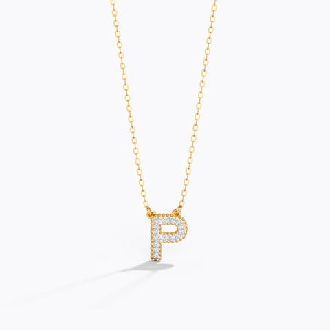 Dazzle Alphabet P Diamond Necklace Diamond Necklaces 14 Karat Yellow Gold Dazzle Alphabet P Diamond Necklace