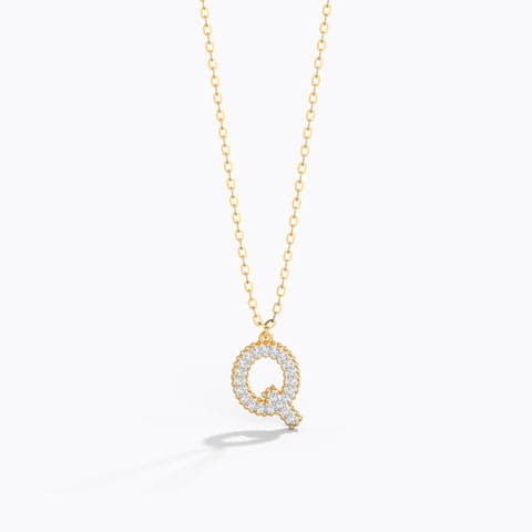 Dazzle Alphabet Q Diamond Necklace Diamond Necklaces 14 Karat Yellow Gold Dazzle Alphabet Q Diamond Necklace