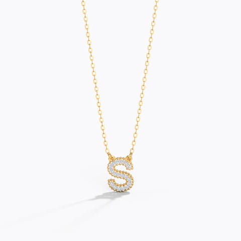 Dazzle Alphabet S Diamond Necklace Diamond Necklaces 14 Karat Yellow Gold Dazzle Alphabet S Diamond Necklace