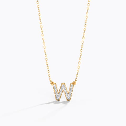 Dazzle Alphabet W Diamond Necklace Diamond Necklaces 14 Karat Yellow Gold Dazzle Alphabet W Diamond Necklace
