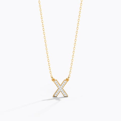 Dazzle Alphabet X Diamond Necklace Diamond Necklaces 14 Karat Yellow Gold Dazzle Alphabet X Diamond Necklace