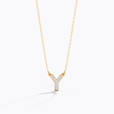 Dazzle Alphabet Y Diamond Necklace Diamond Necklaces 14 Karat Yellow Gold Dazzle Alphabet Y Diamond Necklace